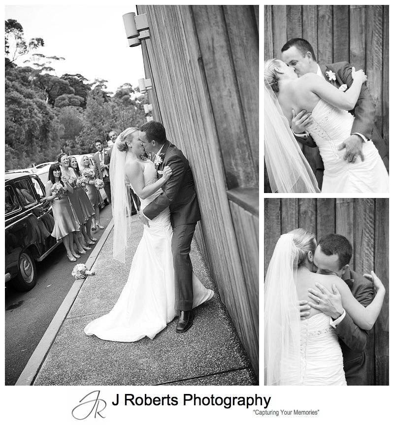 B&W portraits of couple embrassing - sydney wedding photography 